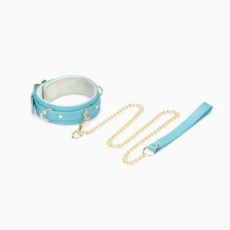 Ошейник с поводком Liebe Seele Blue Lamb Leather Collar with Velvet Lining