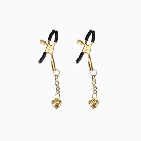 Затискачі для сосків з підвіскою Liebe Seele Hollow Heart Nipple Clamps Gold
