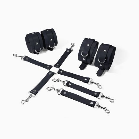 Набір для БДСМ Feral Feelings BDSM Kit 3 Black, наручники, поножі, хрестовина
