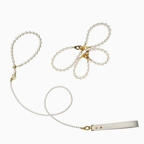 Жемчужный набор для фиксации LOCKINK Pearl Bondage & Restraint Set, наручники, поножи, поводок