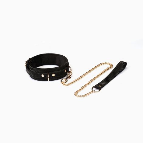 Ошейник с поводком Liebe Seele Boudoir Amor Collar with Leash Black, три кольца