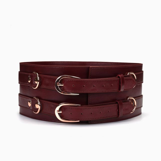 Кожаный пояс для бондажа Liebe Seele Wine Red Waist Cuff S Size