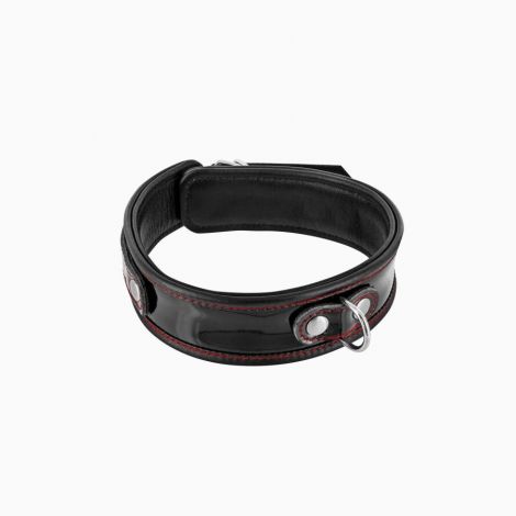 Ошейник из натуральной кожи Fetish Tentation Premium Patent leather choker, крепежное кольцо
