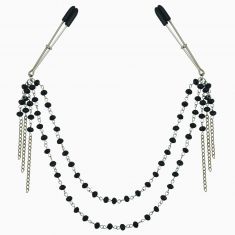 Прикраса ланцюжок із затисками для сосків Sportsheets Midnight Black Jeweled Nipple Clips