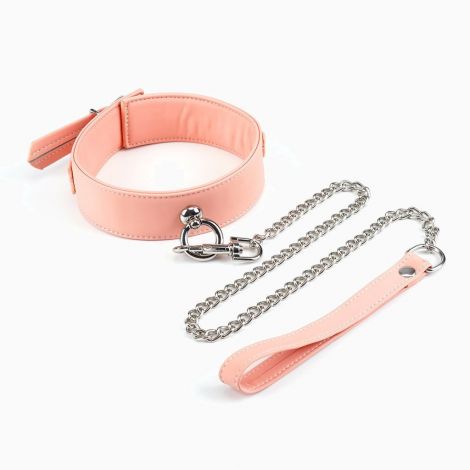 Ошейник с поводком Liebe Seele Dark Candy Pink Collar with Leash, поводок на карабине
