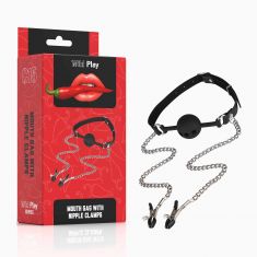 Набір БДСМ - Erospace Wild Play Mouth Gag With Nipple Clamps C15