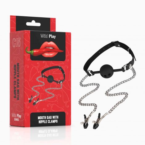 Набір БДСМ - Erospace Wild Play Mouth Gag With Nipple Clamps C15