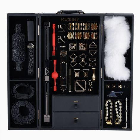БДСМ-набір LOCKINK All-in-1 BDSM Play Kit, чорний, шкіра з тисненням, предмети для бондажу, шибарі, ваксплею