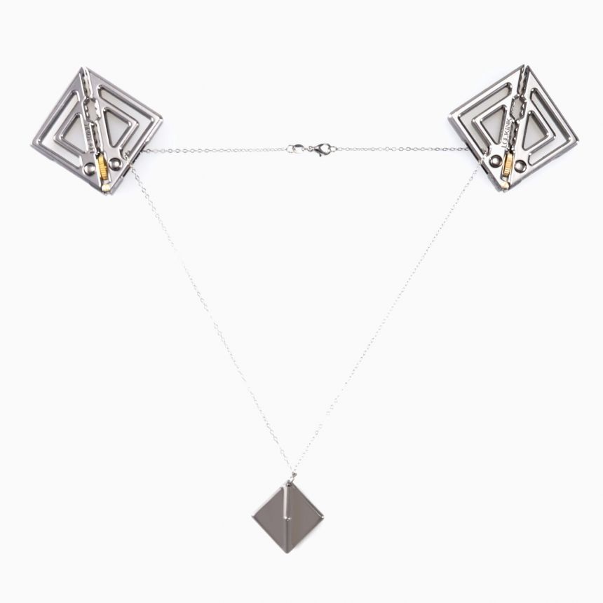 Затискачі для сосків з легкою підвіскою LOCKINK Adjustable Nipple Clamps with Light Pendant, сріблясті Затискачі для сосків з легкою підвіскою LOCKINK Adjustable Nipple Clamps with Light Pendant, сріблясті