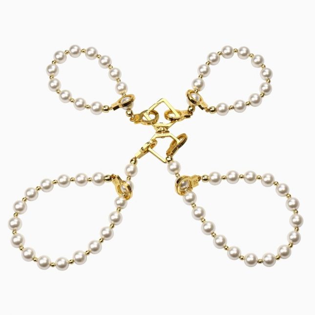 Жемчужные наручники и поножи LOCKINK Pearl Handcuffs & Anklecuffs