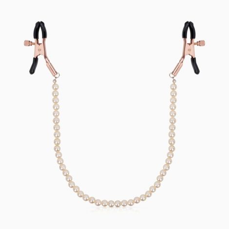Затискачі для сосків з перлинним ланцюжком Rosy Gold - Nipple Clamps Pearls