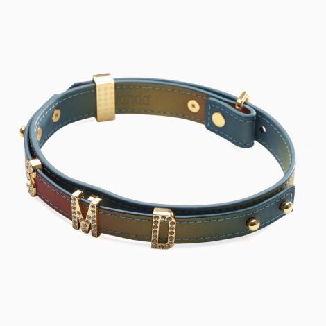 Ошейник LOCKINK Multi-color DIY Alphabet Collar, мультицвет, искусственная кожа, буквы со стразами