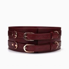 Шкіряний пояс для бондажу Liebe Seele Wine Red Waist Cuff M Size