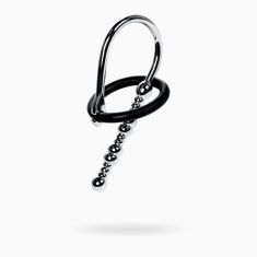 Уретральний плаг-бусины Toyfa Metal з м'яким фиксириющим кільцем, сріблястий