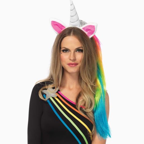 Обруч ріг єдинорога Leg Avenue Magical Unicorn Headband, з райдужною гривою