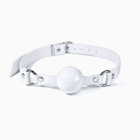 Кляп силиконовый Feral Feelings Silicon Ball Gag White/White, белый ремень, белый шарик