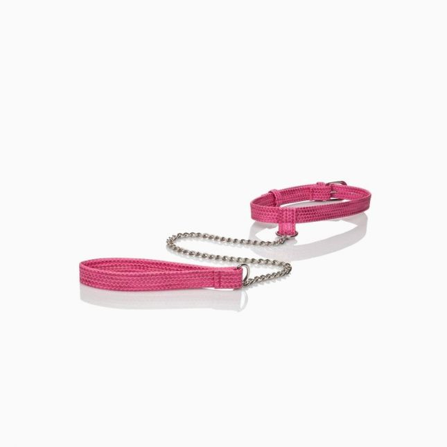 CalExotics Tickle Me Pink Collar w Leash - дизайнерский ошейник с поводком