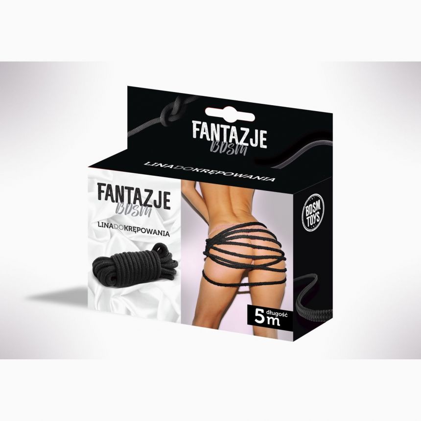 Мотузка - Fantazje BDSM Lina do krępowania 5m Czarna Мотузка - Fantazje BDSM Lina do krępowania 5m Czarna