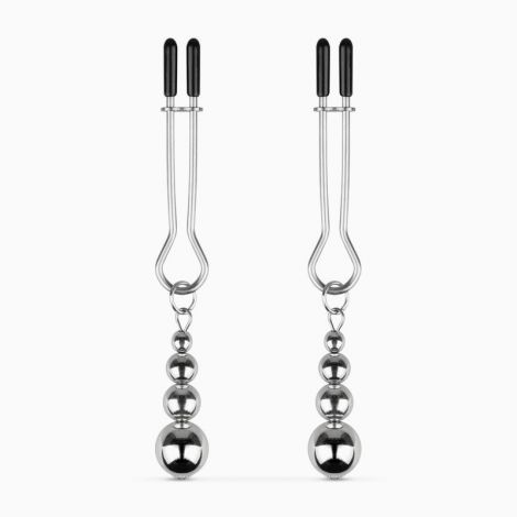 Затискачі для сосків Bedroom Fantasies: Nipple Clamps with Beaded Chain - Silver