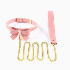 Поводок LOCKINK SEVANDA Love Heart Butterfly Leather Collar Set - Pink