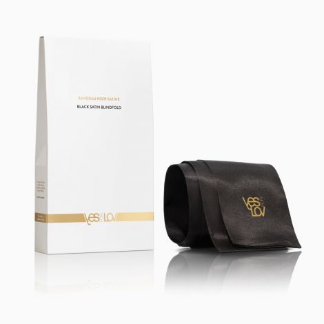 Сатинова пов’язка-стрічка на очі YESforLOV BLACK SATIN BLINDFOLD, підходить для зв’язування