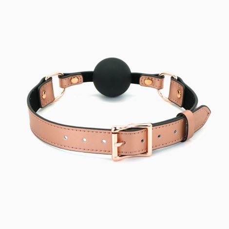 Кляп Liebe Seele Rose Gold Memory Ball Gag, силиконовый шарик, диаметр 4,3 см кожаный ремешок