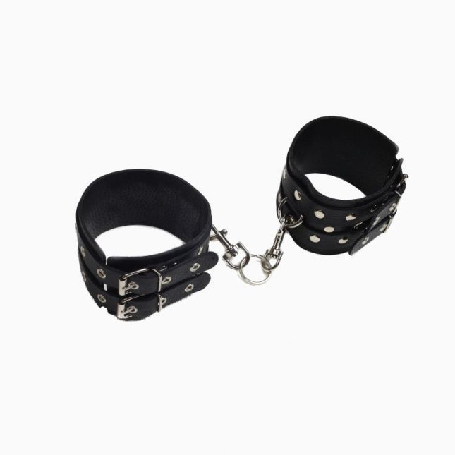Кайдани на щиколотки Leather Double Fix Leg Cuffs Black