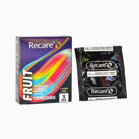 Презервативи Holographic Recare Fruit Flavour Condoms 3 шт, аромати: м'ята, банан, полуниця