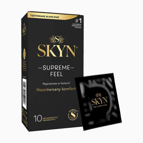 Ультратонкі безлатексні презервативи SKYN Supreme Feel 10 шт, 0,035 мм, природна текстура шкіри