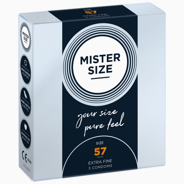 Презервативи Mister Size - pure feel - 57 (3 condoms), товщина 0,05 мм