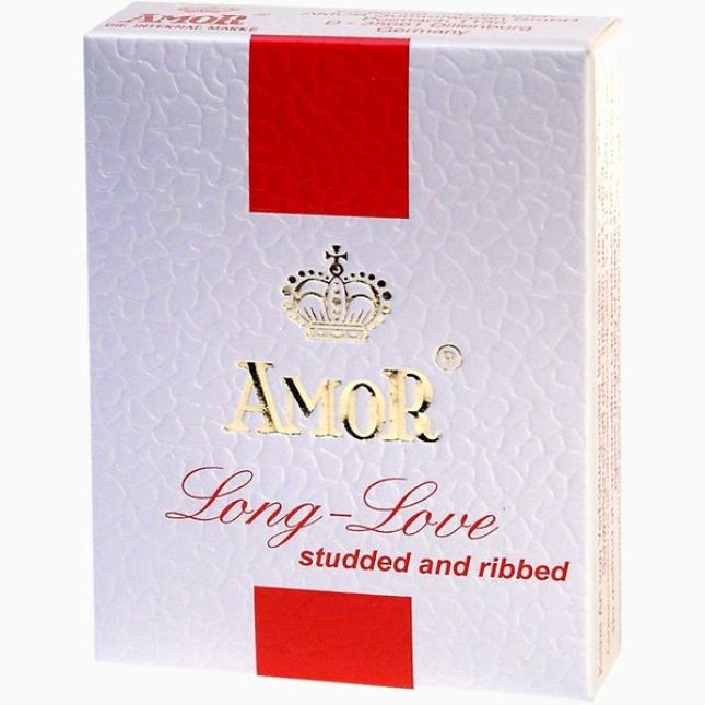 Презервативы - Amor Long Love Ribbed & Studded, 3 шт.