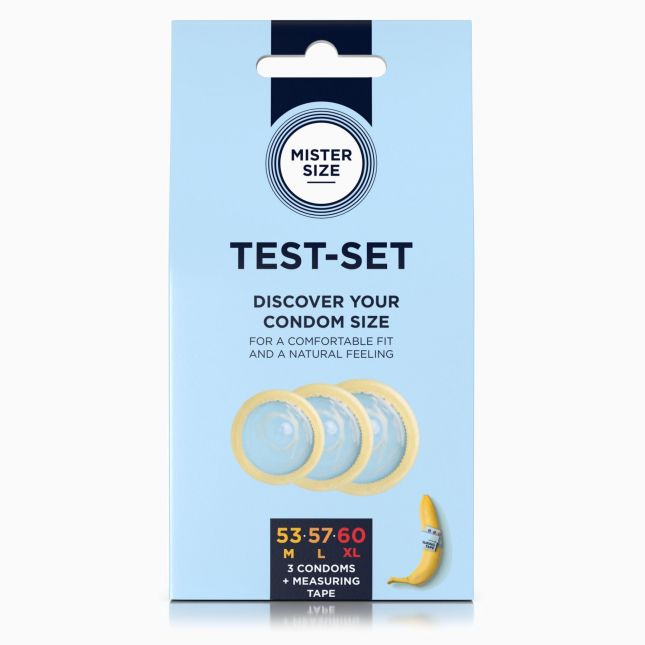 Набір презервативів Mister Size test-set 53–57–60, 3 розміри + лінійка, товщина 0,05 мм