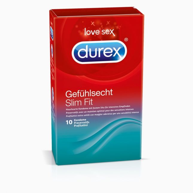 Презервативи - Durex Gefühlsecht Slim Fit, 10 шт.
