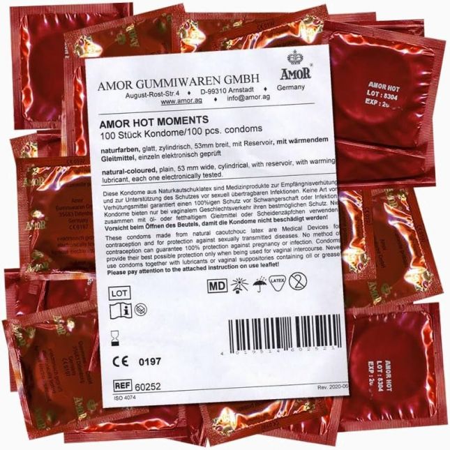 Презервативи - Amor Hot Moments, 100 шт. (08.2026)