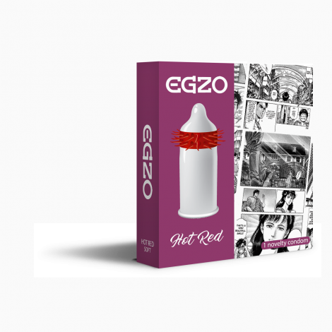 Насадка на член EGZO Hot Red (презерватив з вусиками)