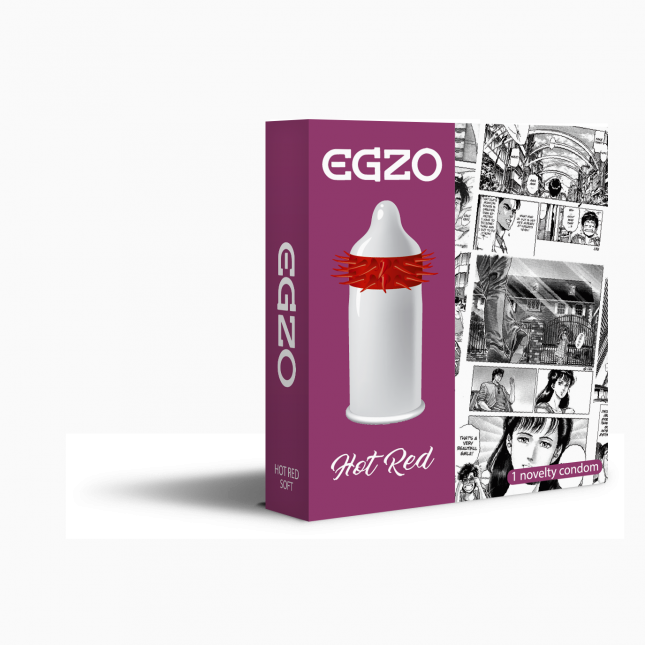 Насадка на член EGZO Hot Red (презерватив с усиками)