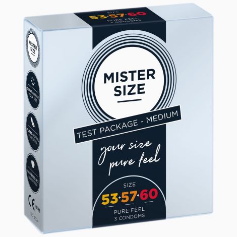 Набор презервативов Mister Size - pure feel - 53–57–60 (3 condoms), 3 размера, толщина 0,05 мм