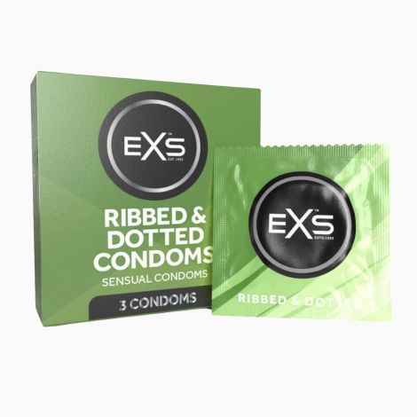 Презервативи - EXS Ribbed And Dotted, 3 шт.