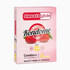 Презервативи - Smoothglide Strawberry Condom, 54 мм, 3 шт.