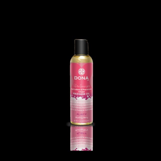 Масажна олія DONA Massage Oil FLIRTY – BLUSHING BERRY (110 мл) з феромонами та афродизіаками