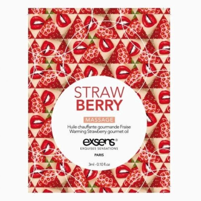 Розпродаж!!! Пробник масажної олії EXSENS Strawberry 3мл (термін 11.2023)