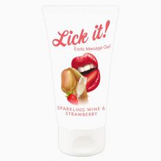 Масажний гель Lick It! Sparkling Wine and Strawberry, 50 мл