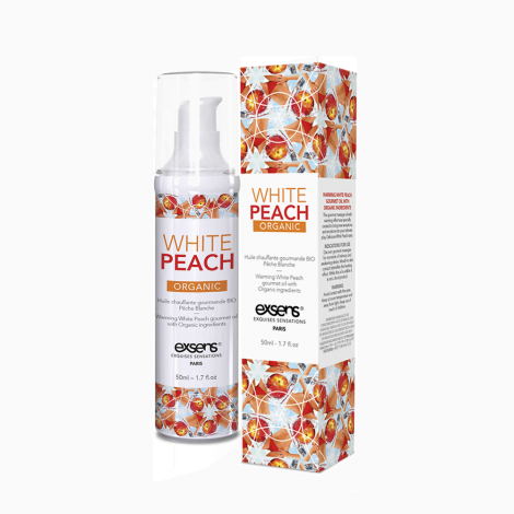 Массажное масло EXSENS Organic White Peach 50 мл разогревающее, без сахара, без парабенов, съедобное