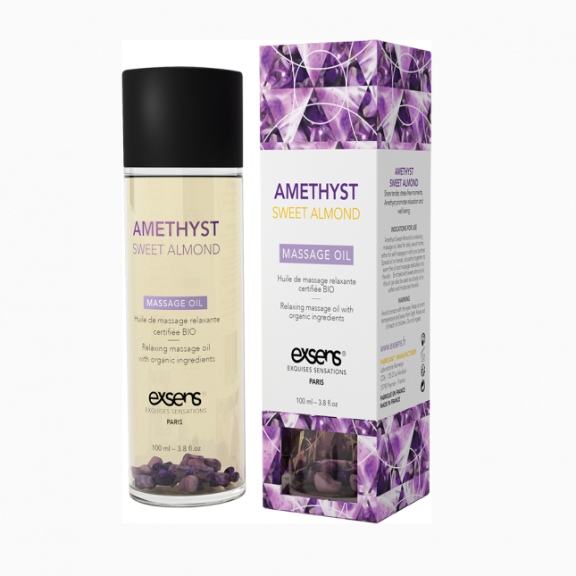 Масажна олія EXSENS Amethyst Sweet Almond (розслаблювальна, з аметистом) 100мл, натуральна