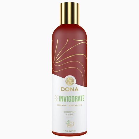 Натуральна масажна олія DONA Reinvigorate – Coconut & Lime (120 мл) з ефірними оліями