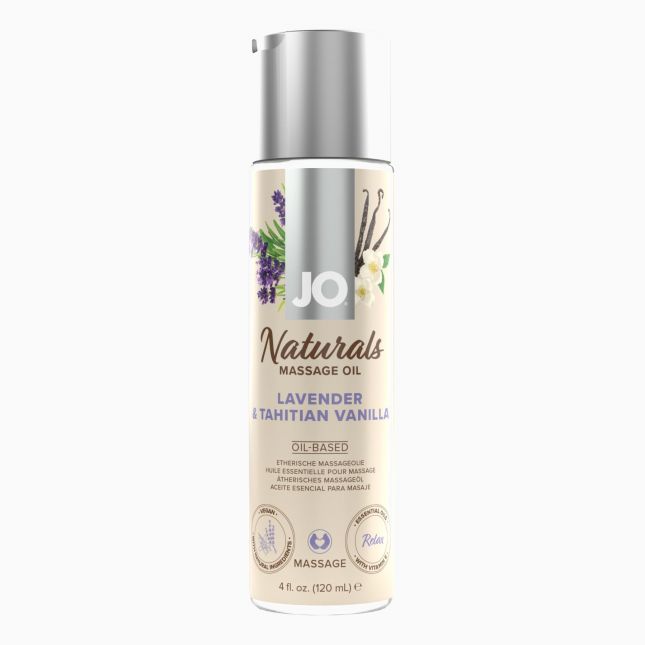 Масажна олія System JO - Naturals Massage Oil - Lavender & Vanilla з натуральними ефірними оліями (1