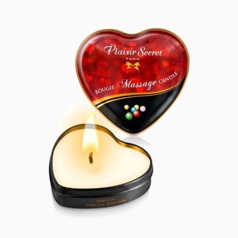 Розпродаж!!! Масажна свічка-серце Plaisirs Secrets Bubble Gum (35 мл) (термін 05.2026)