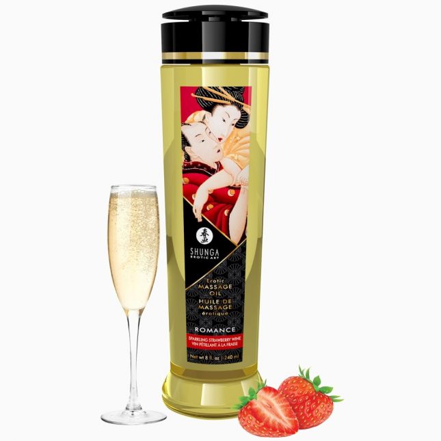 Масажна олійка - Shunga Romance Sparkling Strawberry Wine, 240 мл