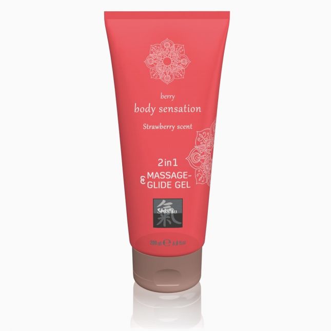 Лубрикант - Shiatsu Gel 2in1 Strawberry, 200 мл