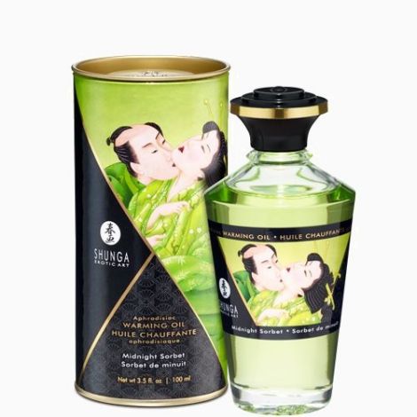 Разогревающее масло Shunga Aphrodisiac Warming Oil – Midnight Sorbet (100 мл) без сахара, вкусное
